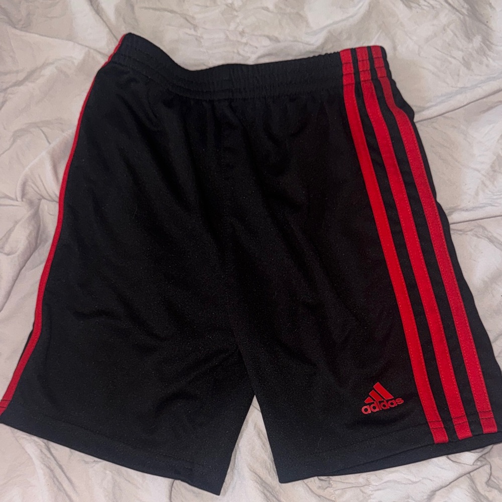 Adidas Men's Athletic Shorts in Black with Red Stripes